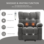JONPONY Manual Recliner Chair with Heat Therapy and Massage Function, Heavy Duty Reclining Mechanism Massage Chair