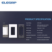 ELEGRP Slide Dimmer Switch, Single Pole and 3-Way, Compatible with Dimmable LED CFL 300W and Incandescent Halogen 600W, White, 6-Pack, DM19-WH6
