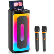 JYX Portable Bluetooth Party Speaker, 40W Deep Bass, RGB Light Show, Dual Wireless Microphones, 8-Hour Playtime, Black, T30-T