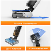 Roborock Cordless Wet/Dry Vacuum Cleaner, 20000Pa Suction, High Temperature Self-Cleaning, Hot Air Flash Drying, Edge-to-Edge Cleaning, Black, F25 LT