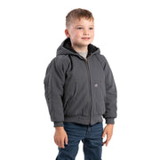 Berne Youth Softstone Duck Hooded Outerwear Jacket, Heavyweight Quilted Cotton, Titanium, X-Large BHJ52TNMR480