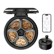 Furdear Heating/Cooling Smart Wet Food Feeder with 4 Compartments, 3-Day Refrigeration at 4C, 28C Warming, App Controlled, Black