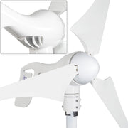 Pikasola 400W 12V Wind Turbine Generator with 5 Nylon Fiber Blades, 30A Hybrid Charge Controller Compatible with 500W Solar Panel