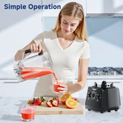 PRASKY 2-in-1 Professional Countertop Blender, 1000W Motor, 96oz BPA-Free Jar, 7 Speeds with Pulse, Stainless Steel Blades, Black, BK688-3L