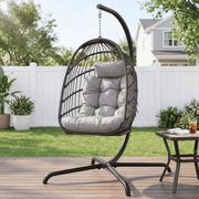 RADIATA Outdoor Foldable Hanging Egg Chair with Stand, Light Gray