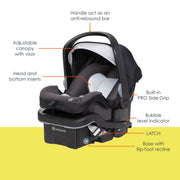 Baby Trend EZ-Lift Pro Infant Car Seat, Lightweight, Plush Cushioning, Adjustable Harness, Dash Black, 92407677