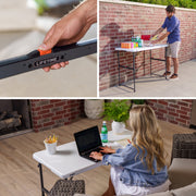 Lifetime Height Adjustable Folding Table, 4 Foot, White Granite, Alloy Steel Frame, Fold-In-Half, 80952