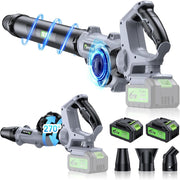 Aixiqee 21V Electric Cordless Leaf Blower - 680 CFM with 2 x 4.0Ah Batteries & Charger, 3 Speed Modes for Efficient Lawn Care