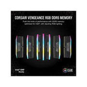 Corsair Vengeance RGB DDR5 64GB (2 x 32GB) 6000MHz CL30 Dual Channel Desktop Memory, Black, 288-Pin, CMH64GX5M2N6000C30
