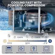 Simzlife 12 Volt Car Refrigerator, 32 Quart Portable Fridge Freezer, Energy-Efficient Inverter Compressor - Portable