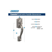 Schlage Custom Camelot Door Handleset with Alexandria Glass Knob, Aged Bronze, Single Cylinder, FC285CAM716ALX