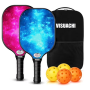 VCBAVC Pickleball Paddles Set of 2 Fiberglass Pickleball 2 Pack with 4 Balls 1