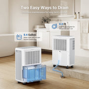 Seavon 30 Pints Dehumidifier for Large Spaces up to 2,000 Sq.Ft, White, 3 Modes, 2 Speeds, Continuous Drain Hose, 0.5 Gallon Tank, Intelligent Memory Function, Auto Defrost, DA101