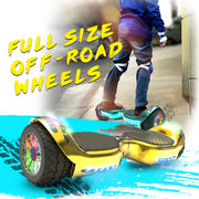 Tcdjtc LBW17 Off Road Electric Scooter, Dual 400W Motor, Self-Balance Technology, LED Lights, Bluetooth Speakers, 9 MPH Max Speed, Kids and Teens