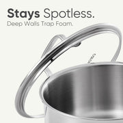 Carote 19-Piece Tri-Ply Stainless Steel Cookware Set, Induction Compatible and Oven Safe, Silver Handle