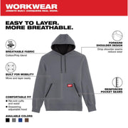 Milwaukee 351G-S Men's Small Gray Midweight Cotton/Polyester Long-Sleeve Pullover Hoodie