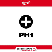 Milwaukee Shockwave Impact Phillips #1 Insert Bits, 25 Pack, Black/Silver, 48-32-4111