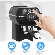 HBN Espresso Machine, 20 Bar Professional Espresso Maker with Milk Frother Steam Wand, 27oz Removable Water Tank, Black