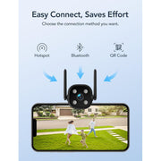 GNCC PC750 Outdoor Security Camera, 2K UHD Resolution, 360 Field of View, IP66 Waterproof, PIR Motion Detection, Two-Way Audio