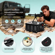TUXING TXEDT032 Portable Air Compressor, 4500 PSI, Two-Stage Compression, 6.8L Carbon Fiber Tank, Built-in Water and Fan Cooling System, Automatic Shutdown, Black