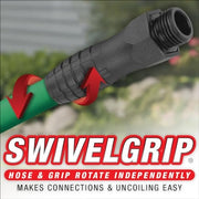 Flexzilla Colors SwivelGrip Garden Hose, 5/8 in, 100 ft, Lightweight All-Weather Hybrid Polymer, Leak-Free Connections, Forest Green, HFZC5100GRS-E