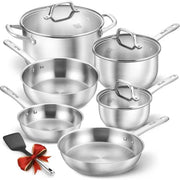 Koch Systeme CS 10-Piece Stainless Steel Cookware Set, 10pcs with Steamer, Silver