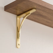 Signature Hardware Trisden 4-3/4 in Brass Wall Mount Shelf Bracket, Polished Brass Finish, 6.125 in