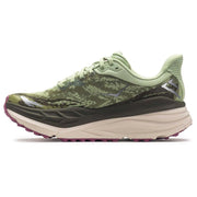 Hoka Stinson 7 Women's Trail Running Shoes, Seed Green Beet Root, Cushioned Comfort, Stabilizing H-Frame, Medium Width, Size 10, 1141531-SNBT