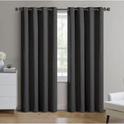 VCNY Home  WOV-PNL-5095-WD-RBLAC Woven Textured Grommet Blackout Curtain Panel, Black, 50 in W x 95 in L