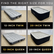 MaisonAir 20in Twin Airbed with Electric Pump, Waterproof, Puncture Resistant, Premium Flocked Top, Durable PVC Sides, INF-0074