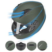 GLX GX11 Compact Full Face Motorcycle Helmet with Tinted Visor, Black, Large