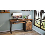 Bestier 47-Inch Computer Desk with Keyboard Tray and Storage Cabinet, Wash Gray, Reversible Layout