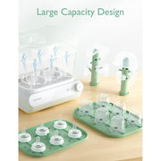 Momcozy 3-Layer Baby Bottle Sterilizer and Dryer with HEPA Filter, Green, Large Capacity for 12 Bottles and Accessories, Adjustable Timer BS001-GW10NB-A