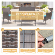 Lacoo 4 Piece Outdoor Patio Furniture Set, PE Rattan Wicker, Steel Frame, Blue Cushions, Loveseat, 2 Chairs, Coffee Table, GS-4RCS8BU