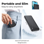 Yelomin 20000 mAh Portable Charger Power Bank, Dual USB Outputs, Fast Charging, Compact Blue
