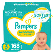 Pampers Swaddlers Diapers, Soft and Absorbent, Size 3, 168 ct