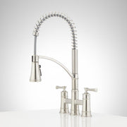 Signature Hardware SHXCBE307ZSS Beasley Two Handle Pull Down Bridge Kitchen Faucet in Stainless Steel