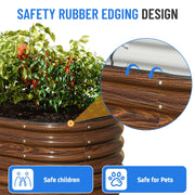 SnugNiture 2-Pack Extra-Deep Raised Garden Bed, 4ft x 2ft x 1.5ft, Galvanized Steel Oval Planter Box, Brown Wood Grain