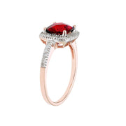 Unbranded Lab Ruby and 0.19 CT. T.W. Diamonds in 14K Gold Ring (High Polished)