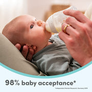 NUK Simply Natural Glass Baby Bottle, 4oz, 3-Pack, Anti-Colic Vent, Medical-Grade Silicone Nipple, BPA-Free, 69632
