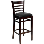 Asstd National Brand Hercules Series Finished Ladder Back Wooden Restaurant Barstool - BLACK WALNUT ONE SIZE