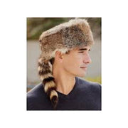 Crown Cap Davey Crocket Rabbit with Raccoon Tail Hat Natural L