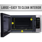 EMG East 4489 Countertop Microwave Oven with Smart Sensor Black Interior Stainless Steel