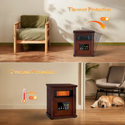 LifePlus GD9315BCW-3 Space Heater Infrared Quartz Electric Heaters 1500W Portable Wood with Remote