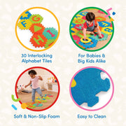 Battat Honeycomb ABCs Foam Play Mat with 30 Interlocking Hexagon Tiles, Alphabet and Shapes, Thick Cushioned Non-Slip Surface for Baby and Toddler Play
