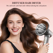 Easywave 7 in 1 Hair Styler and Dryer Brush Set with Ionic Technology, High-Speed 110000 RPM, Auto-Wrap Curlers, Volumizer, Straightener, Diffuser, Heat-Resistant Glove, Travel Case
