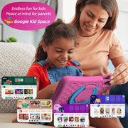 Plimpton 2025 Kids Tablet, Android 15, 10.1 Inch HD IPS Display, 12GB RAM, 64GB Storage, 8-Core CPU, Parental Control, Shockproof Case, Rotatable Bracket, 6000mAh Battery, Purple