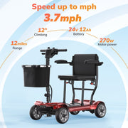 SACVON 985-Red Ultra Lightweight Mobility Scooter for Seniors, Red