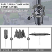Autlaycil OB-OTU050GY 13ft Patio Umbrella with Crank System and Sturdy Ribs, Gray