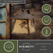Vaxcel Lighting Whitebark Outdoor Wall Lantern, 1 Light, Olde World Patina Bronze, Rustic Pinecone Design, Amber Rust Scavo Glass, Weather-Resistant Steel, 9.75 in H, OW50593OA